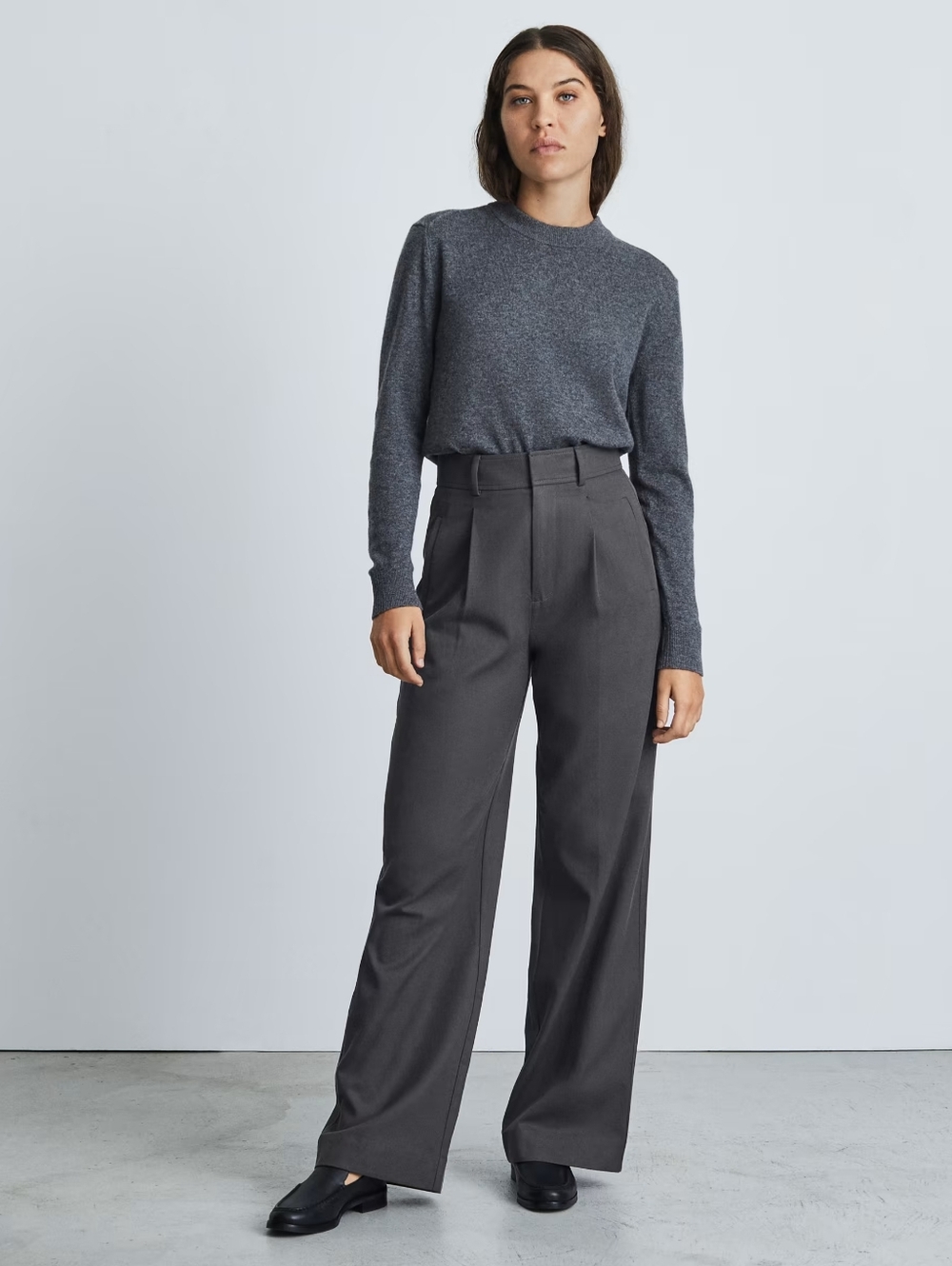 Everlane Way High Drape Pants In Slate Gray